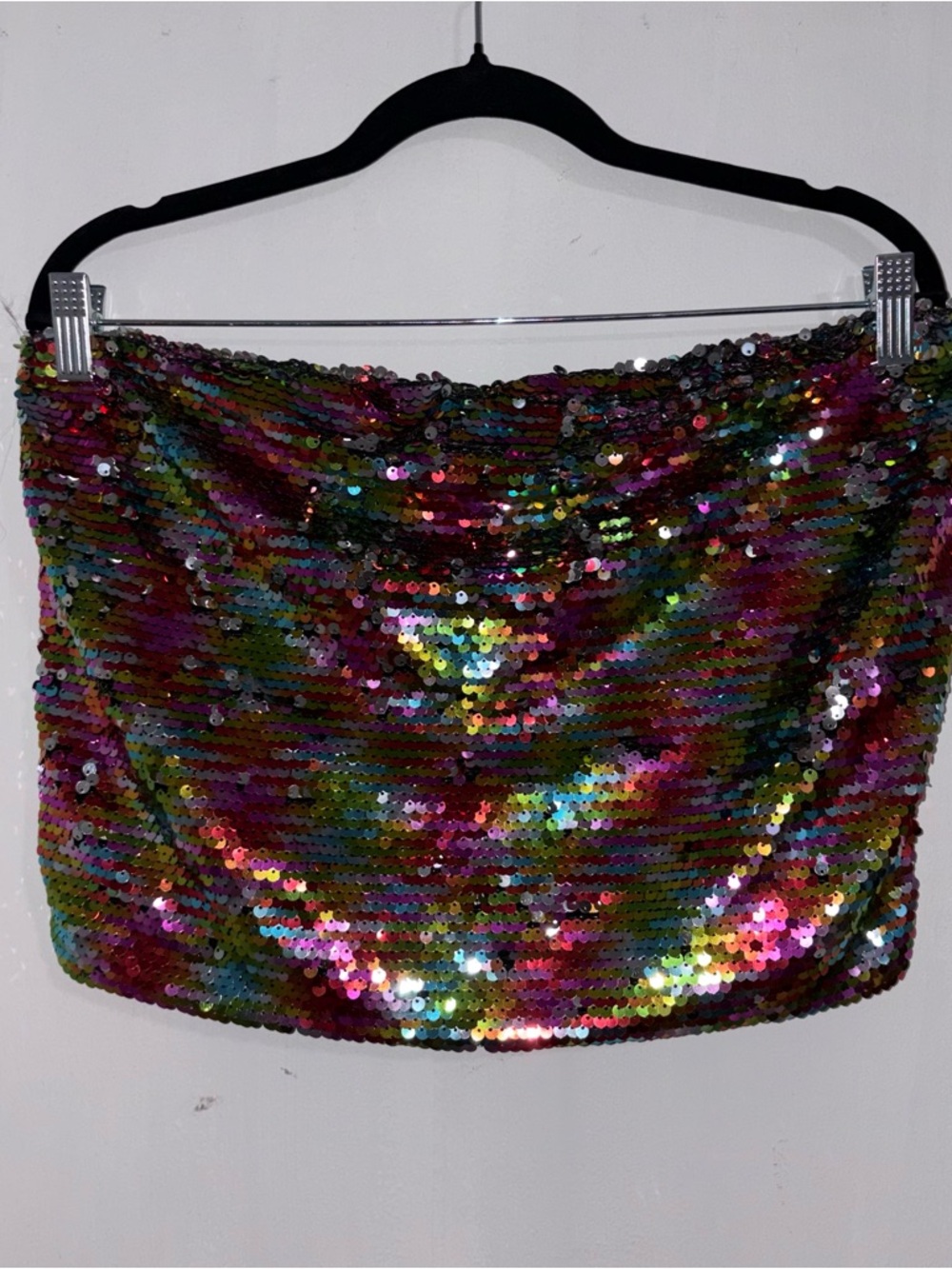 wild fable Black Sequin-Trim Tube Top with Multicolor Sequins